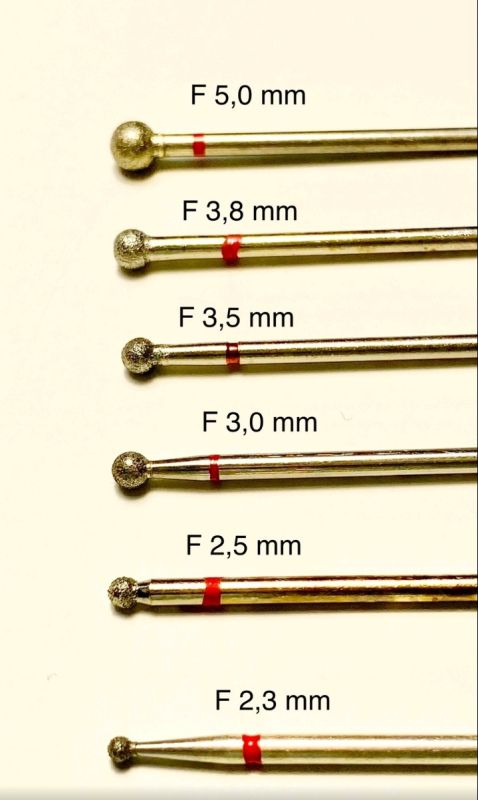 Фреза алмазна Кулька, діаметр-2,3 мм, (червона насічка)