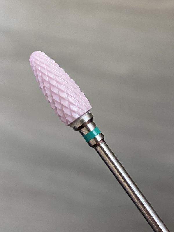 Фреза рожева керамічна Pink Flame З кукурудза (зелена насічка)