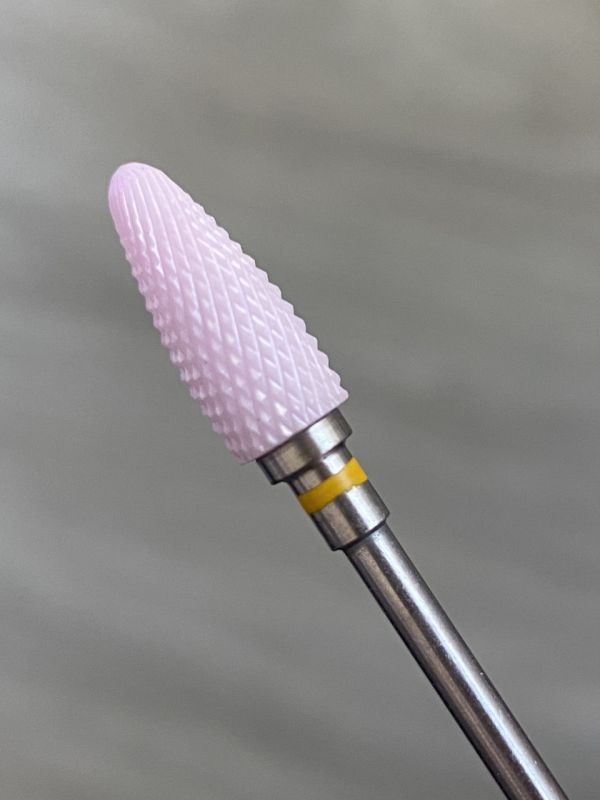 Фреза рожева керамічна Pink Flame XF кукурудза (жовта насічка)