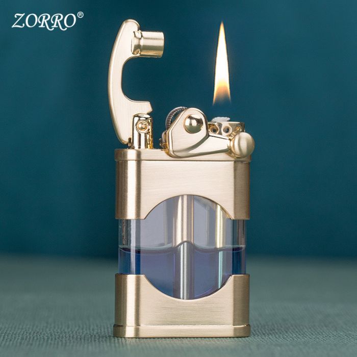 Зажигалка бензиновая ZORRO в ретро стиле Gold