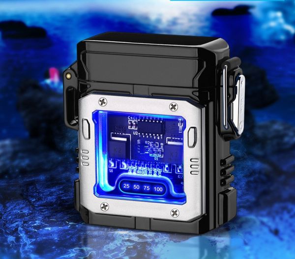Водонепроницаемая электроимпульсная USB-зажигалка LIGHTER цвет черный с подсветкой в подарочной упаковке