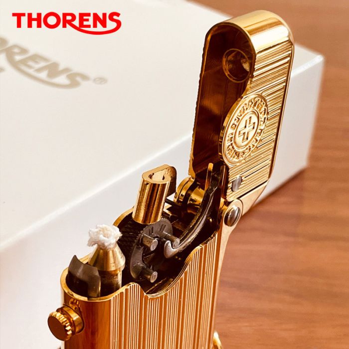 Зажигалка бензиновая коллекционная THORENS с роскошным золотым покрытием