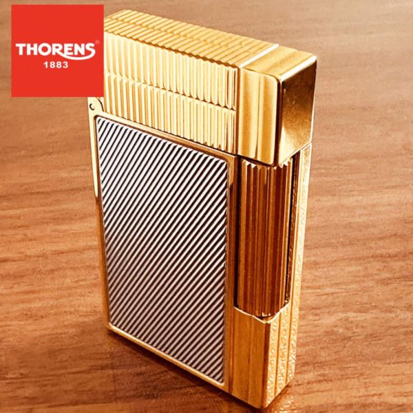 Эксклюзивная газовая зажигалка THORENS золотисто-серебряная