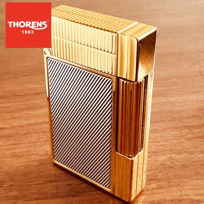 Эксклюзивная газовая зажигалка THORENS золотисто-серебряная