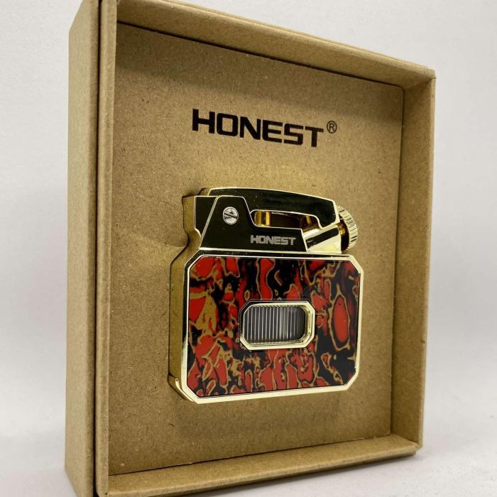 Зажигалка HONEST красно-черного мраморного цвета