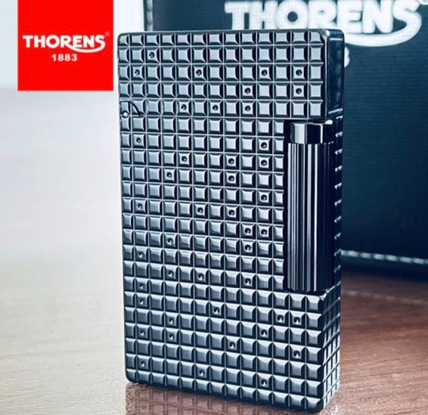 Роскошная Газовая Зажигалка Thorens в стиле "Диамантовая огранка" черная