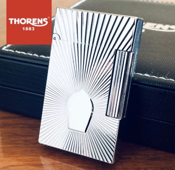 Роскошная Газовая Зажигалка Thorens Дизайн "Санберст" серебристая