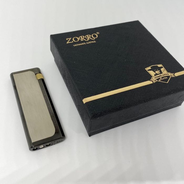 Элегантная Газовая Зажигалка ZORRO "ULTIMATE JUSTICE"-Металик/Черный