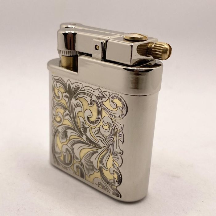 Элегантная Бензиновая Зажигалка Chief двухцветная Silver/Gold
