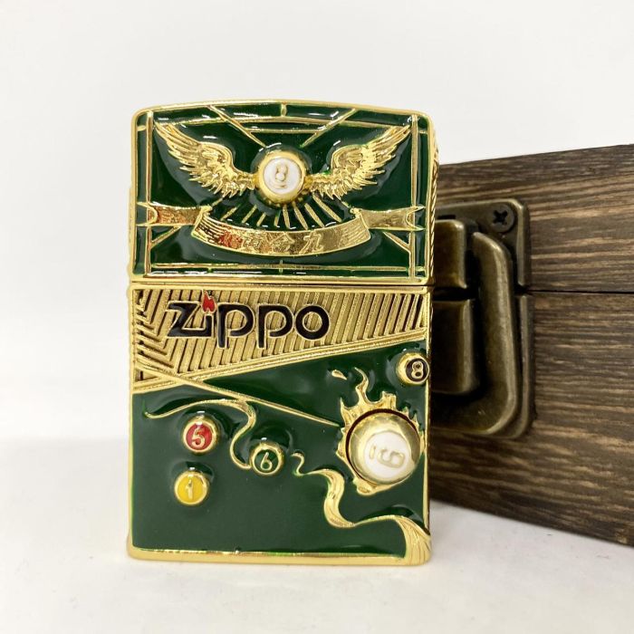 Коллекционная зажигалка Zippo Бильярд "Golden Billiards Edition" (Deep Green & Gold)