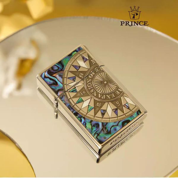 Бензиновая зажигалка Prince: Серия "Морская Экспансия" (Abalone Shell Edition)