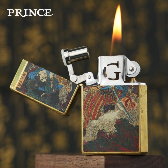 Бензиновая зажигалка Prince (Япония) - Серия "Самурай" (Ukiyo-e Edition)