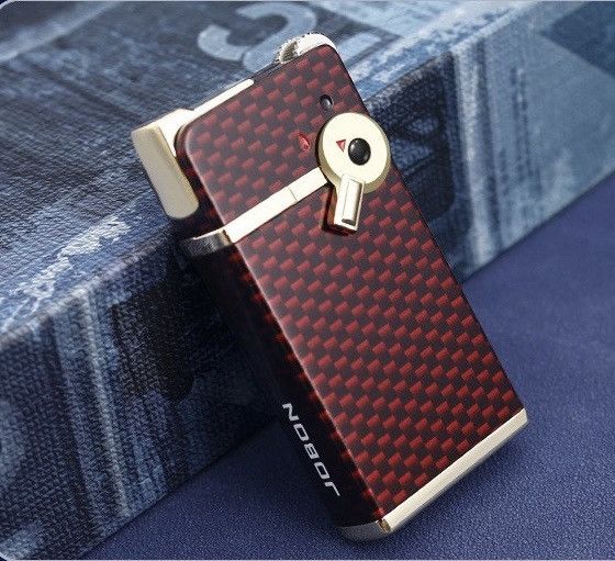 Газовая Зажигалка JOBON - Двойное Зажигание (Кремний + Пьезо) цвет красный карбон