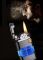 Газовая турбо-зажигалка с прозрачным баком золотистого цвета