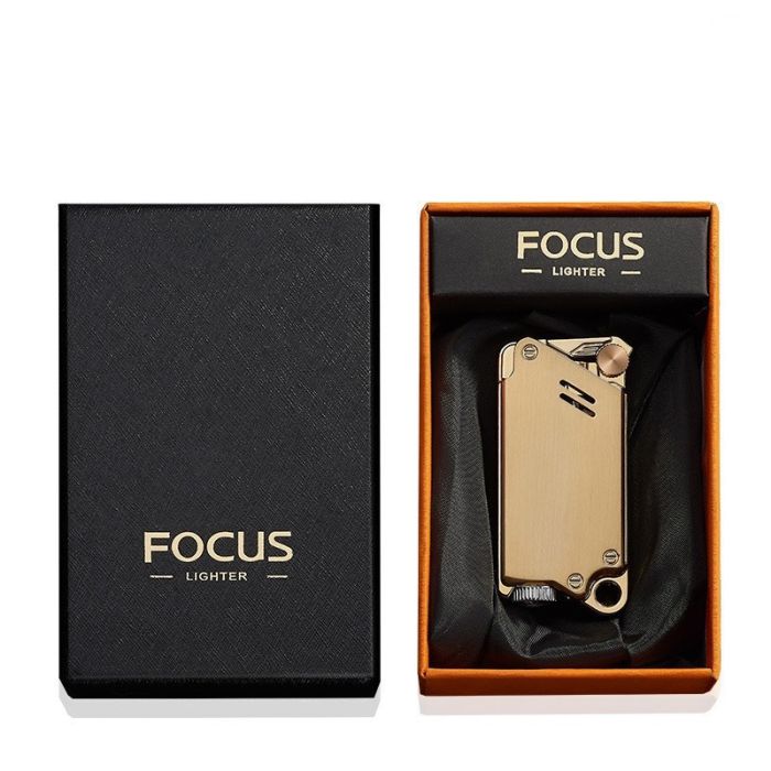 Газовая турбо-зажигалка FOCUS в стиле Industrial / Steampunk хром