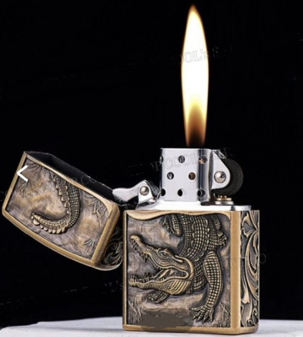 Бензиновая зажигалка Zorro «Crocodile Antique Copper» Античная медь