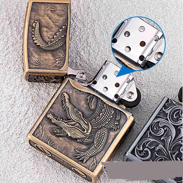 Бензиновая зажигалка Zorro «Crocodile Antique Copper» Античная медь