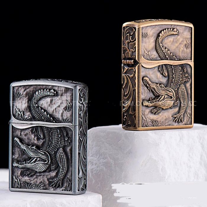 Бензиновая зажигалка Zorro «Crocodile Antique Copper» Античная медь