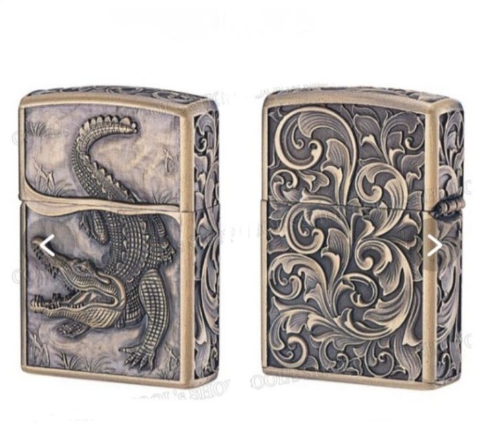 Бензиновая зажигалка Zorro «Crocodile Antique Copper» Античная медь