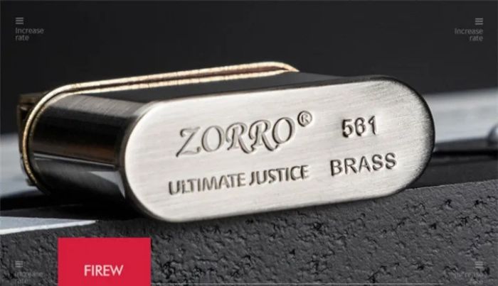 Бензиновая зажигалка Zorro 561 «Ultimate Justice» Серебристый сатин + Золото