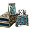 Бензиновая зажигалка Zorro «Ajour» Silver & Blue (Серебро с синей вставкой)