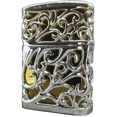 Бензиновая зажигалка Zorro «Ajour» Silver & Gold (Ажурное серебро и золото)