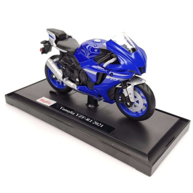 Коллекционная модель мотоцикла Yamaha YZF-R1 (2021) - Масштаб 1:18 (Maisto) синяя