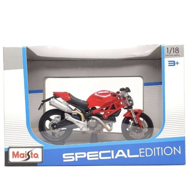 Коллекционная модель мотоцикла Maisto Ducati Monster 696 (Масштаб 1:18) ярко-красный