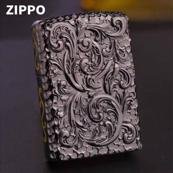Бензиновая зажигалка Zippo Armor Custom "Golden Cross" (Золотой Крест) с глубокой гравировкой в подарочной коробке