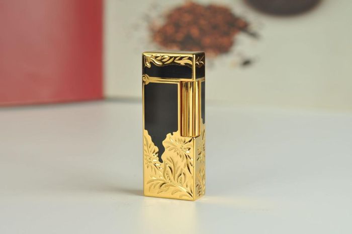 Газовая зажигалка премиум класса KELEISI с художественной гравировкой Black & Gold