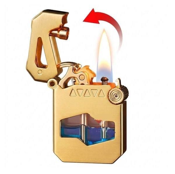Футуристическая Бензиновая зажигалка Flabox золотистая