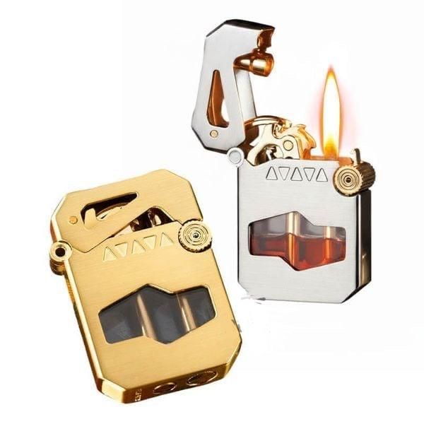 Футуристическая Бензиновая зажигалка Flabox золотистая