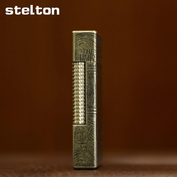 Коллекционная газовая зажигалка Stelton "Holy Bible" (Antique Brass) Библия