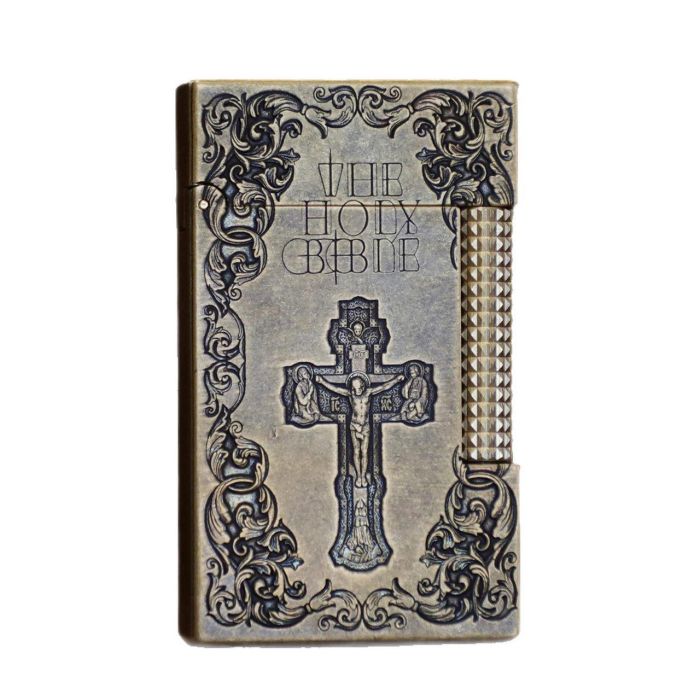 Коллекционная газовая зажигалка Stelton "Holy Bible" (Antique Brass) Библия