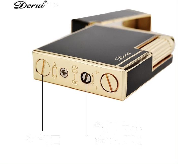 Элитная газовая зажигалка Derui R-09 Classic Red & Gold с фирменным кликом