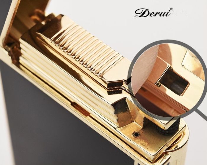 Элитная газовая зажигалка Derui R-09 Classic Red & Gold с фирменным кликом