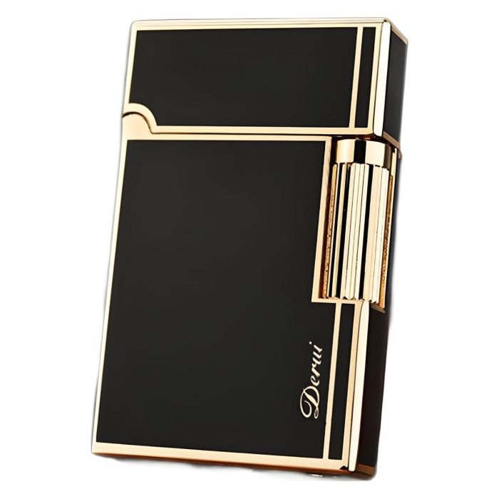 Элитная газовая зажигалка Derui R-09 Classic Black & Gold с фирменным кликом