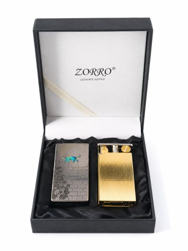Элитная бензиновая зажигалка ZORRO «Кот на стене» инкрустация из натурального перламутра