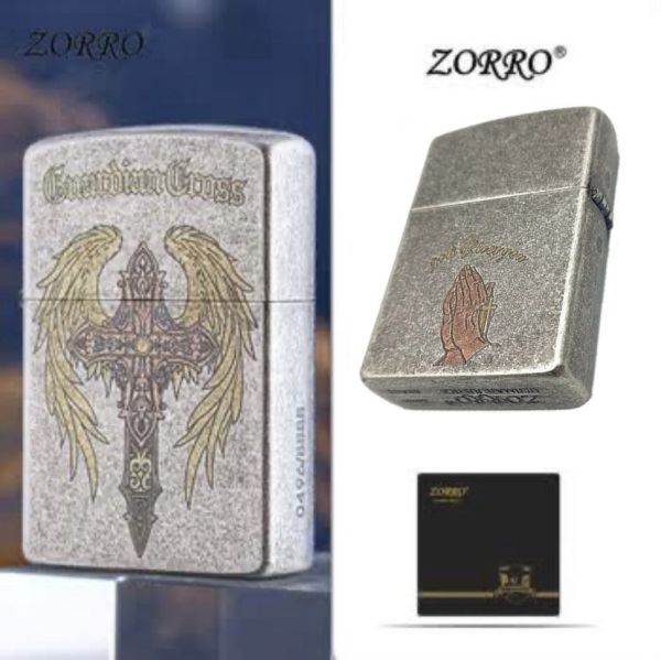 Бензиновая латунная зажигалка Zorro "Guardian Cross" (Ангельский Крест) - Ограниченная серия