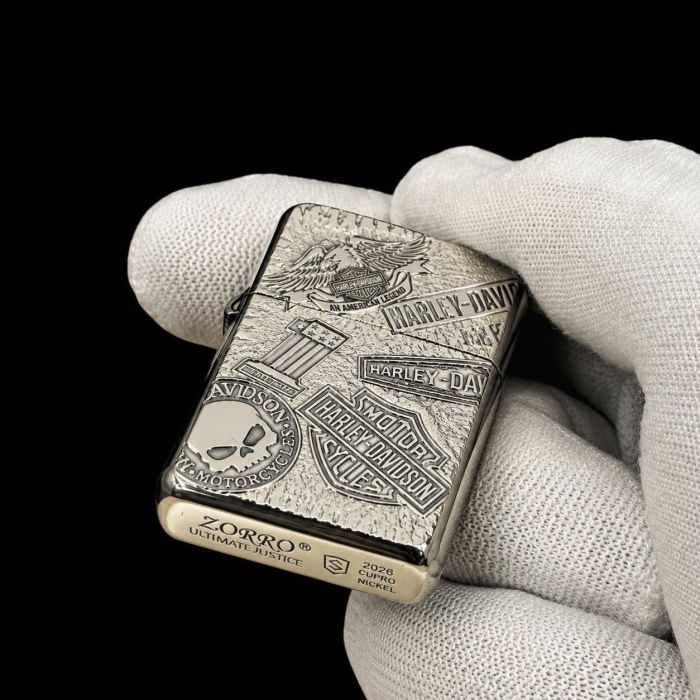 Бензинова запальничка Zorro "Harley-Davidson Edition" (Cupro Nickel, 2026)