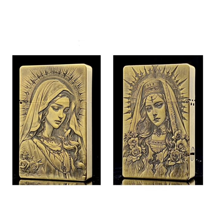 Элитная бензиновая зажигалка Koji «Свита Мария / Дева Мария», массивная латунь (в подарочной коробке)