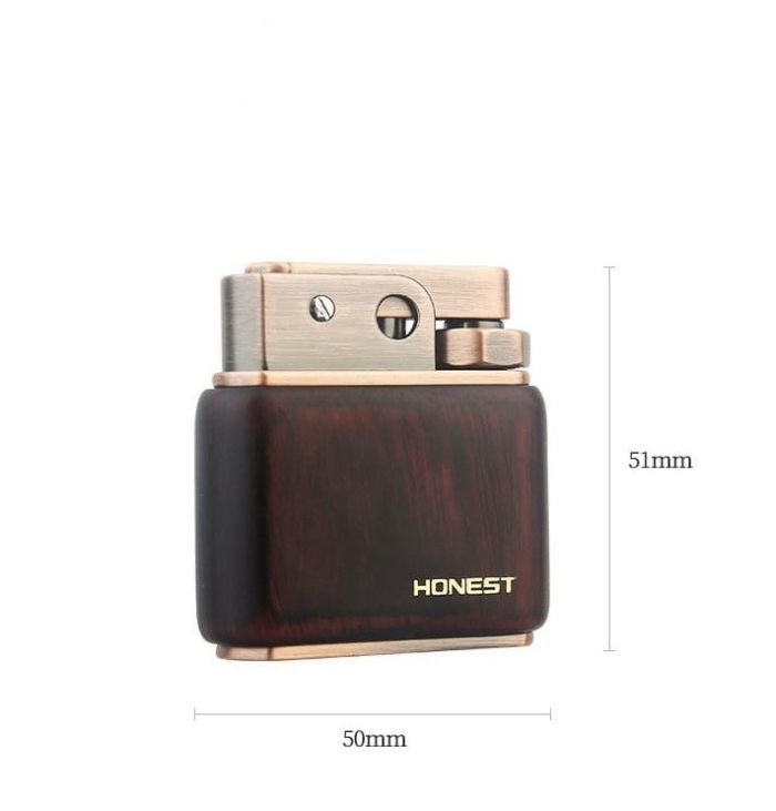 Элитная бензиновая зажигалка Honest со вставкой из натурального дерева света вишня