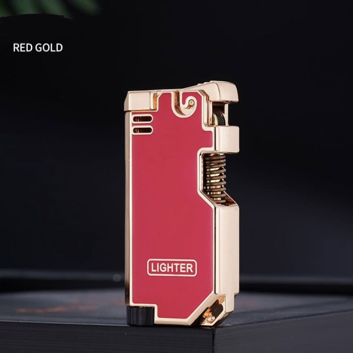 Газовая зажигалка с классическим пламенем в стиле ретро Red Gold (красный с золотом)