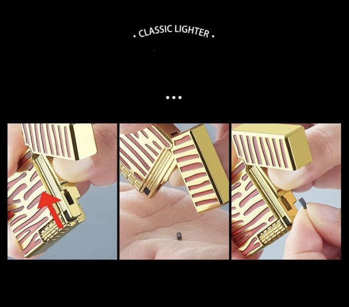 Элегантная газовая зажигалка Classic Lighter с фирменным кликом (Black/Silver)