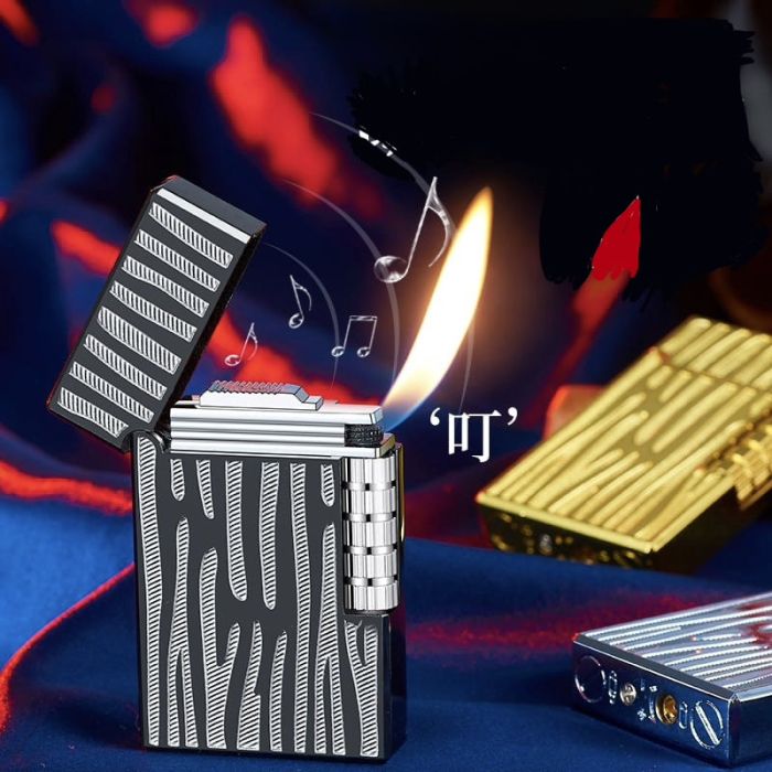 Элегантная газовая зажигалка Classic Lighter с фирменным кликом (Black/Silver)