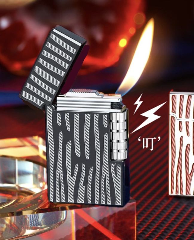Элегантная газовая зажигалка Classic Lighter с фирменным кликом (Black/Silver)
