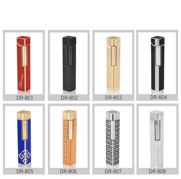 Элегантная газовая зажигалка Derui (черный глянец) в подарочной упаковке