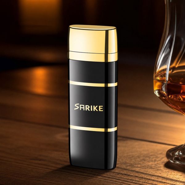 Элегантная газовая кремниевая зажигалка Sarike (Black&Gold)
