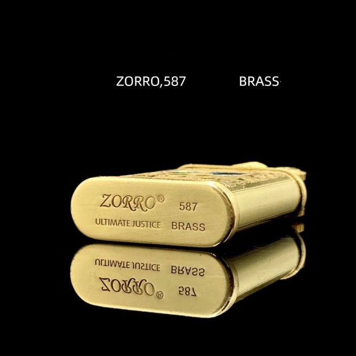 Бензиновая зажигалка ZORRO 587 Латунь (Brass), с перламутровой ластовицей